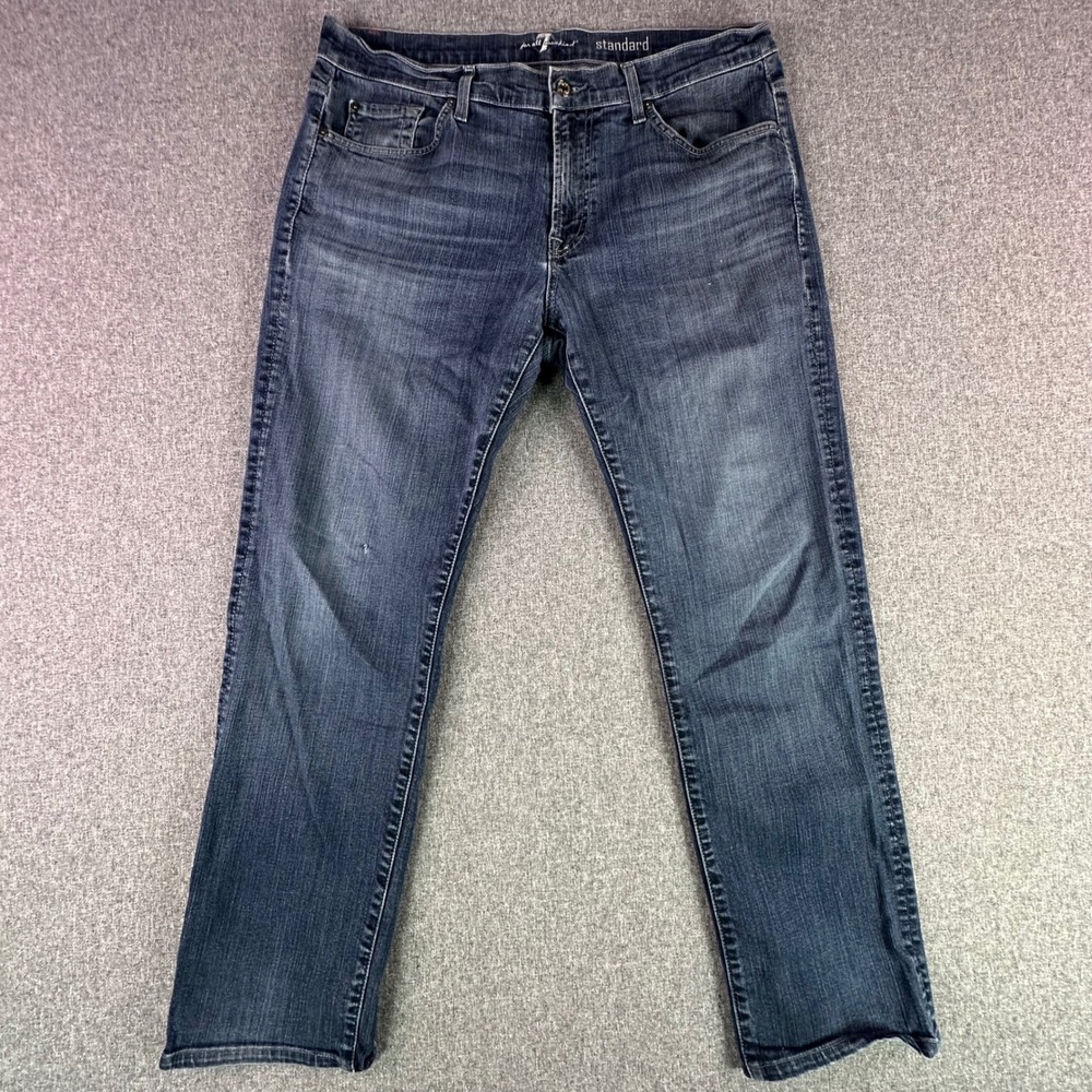 7 For All Mankind Jeans Mens 36 Standard Blue Stretch Straight Leg Denim